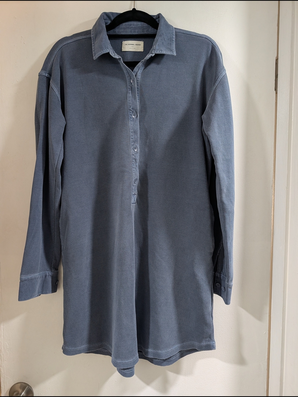 The Normal Brand Vintage Henley Shirt Dress Vintage Blue